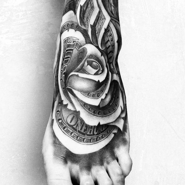 30 Striking Money Rose Tattoo Designs