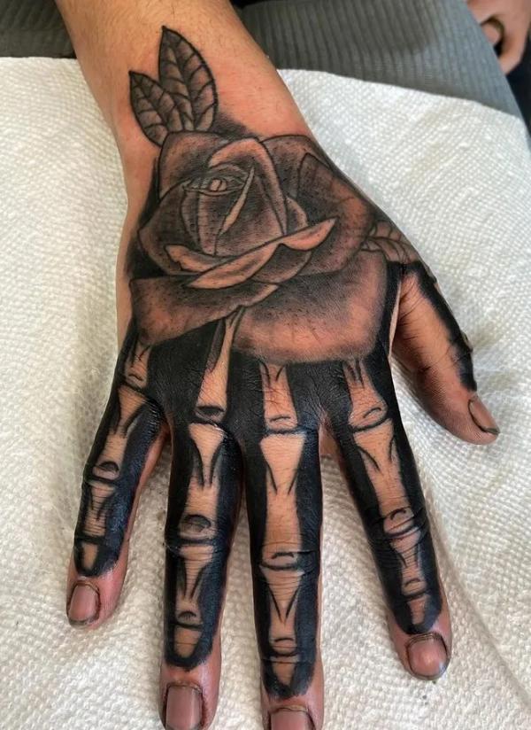 The Art of Ink: The Rose Skeleton Hand Tattoo