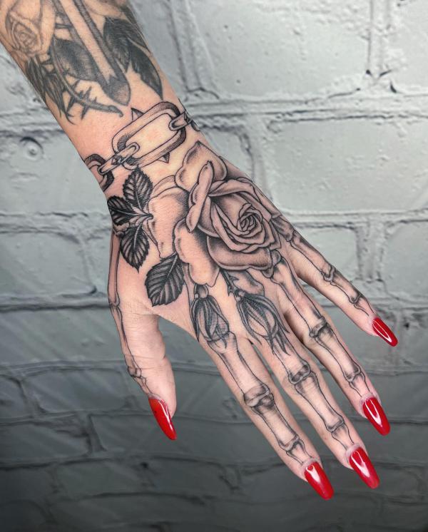 The Art of Ink: The Rose Skeleton Hand Tattoo