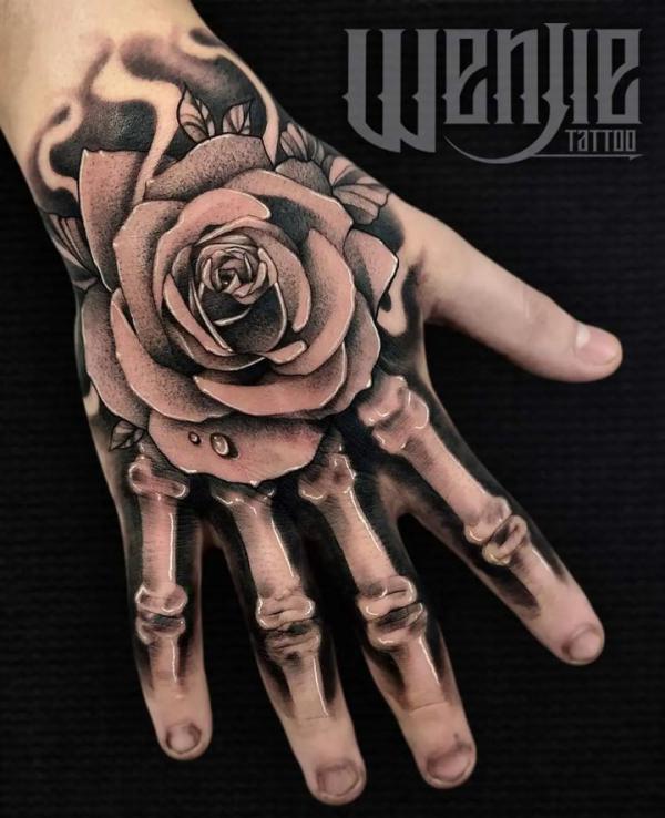 The Art of Ink: The Rose Skeleton Hand Tattoo
