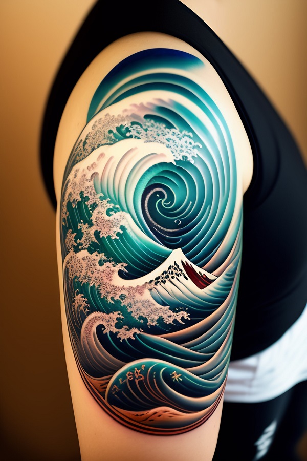 Japanese Wave Tattoo Designs with Meaning