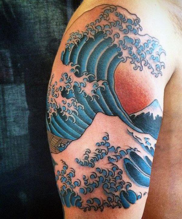 Japanese Wave Tattoo Designs with Meaning