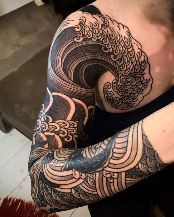 Japanese Wave Tattoo Designs with Meaning