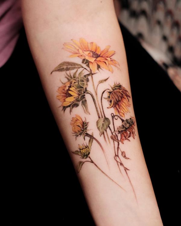 180 Inspirational Sunflower Tattoos with Meaning