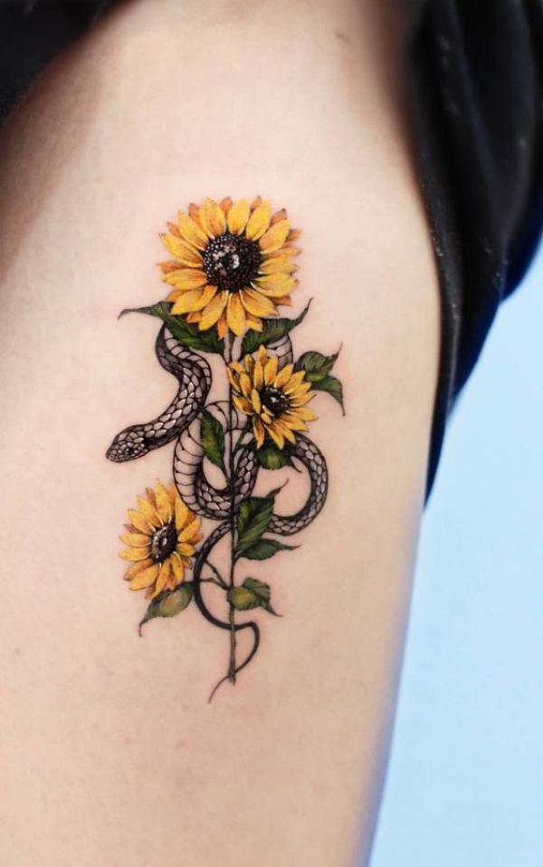 180 Inspirational Sunflower Tattoos with Meaning