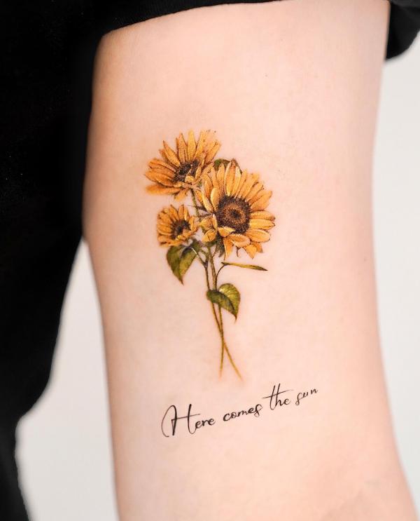 180 Inspirational Sunflower Tattoos with Meaning