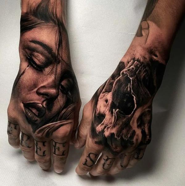 50 Skull Hand Tattoo Designs with Meaning