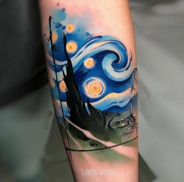 40 Glittering Starry Night Tattoo Designs