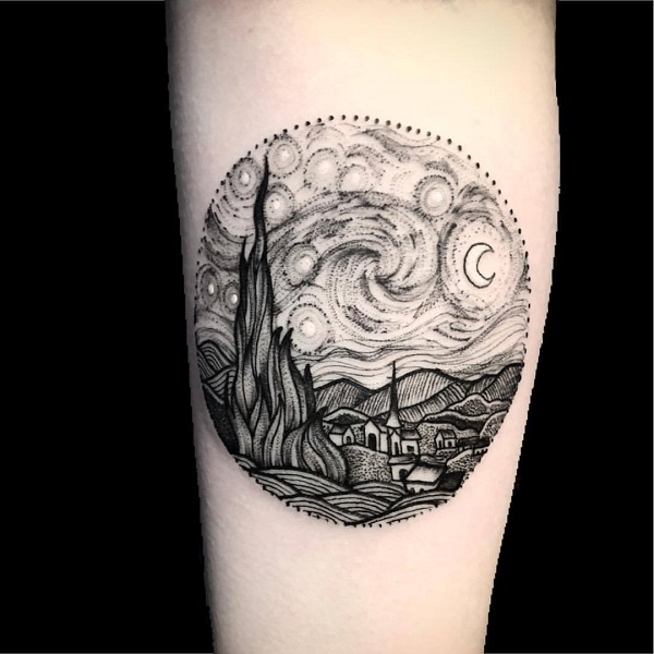 40 Glittering Starry Night Tattoo Designs