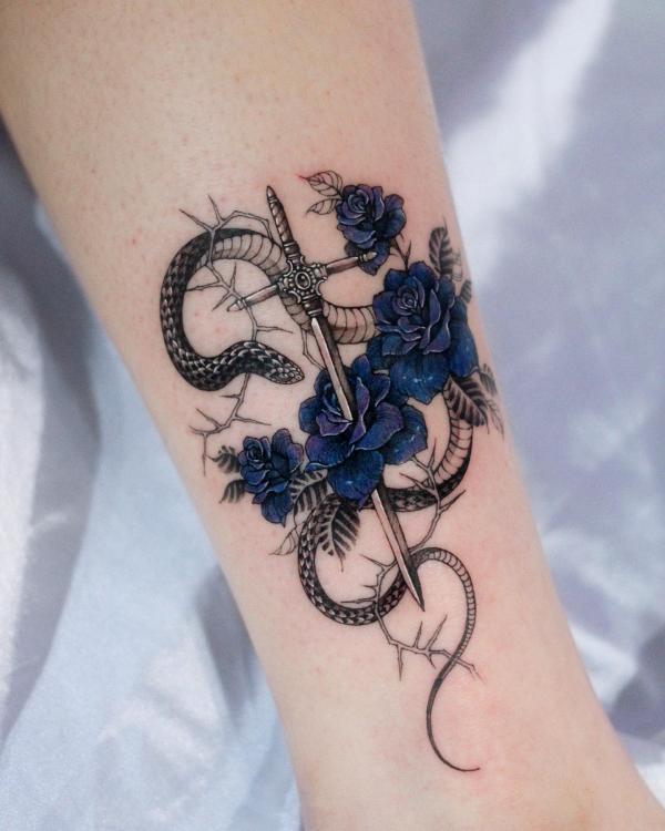 50 Blue Rose Tattoo Designs with Meaning