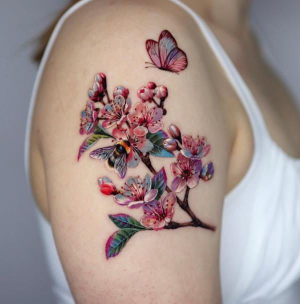 100 Cherry Blossom Tattoo Designs with Meaning