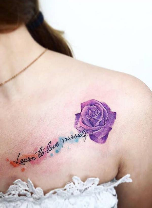50 Purple Rose Tattoo Designs with Meanings