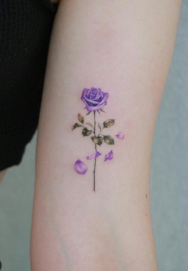 50 Purple Rose Tattoo Designs with Meanings