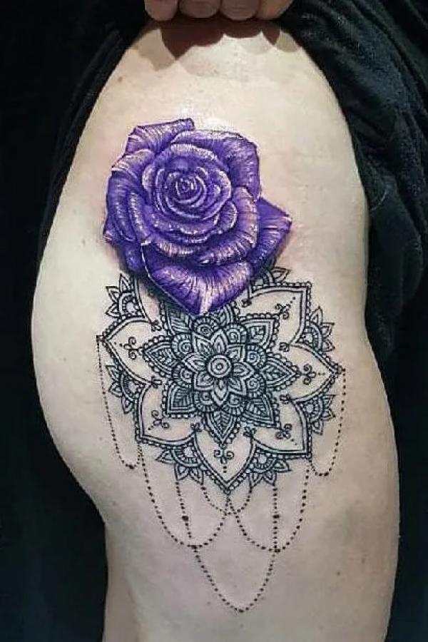 50 Purple Rose Tattoo Designs with Meanings