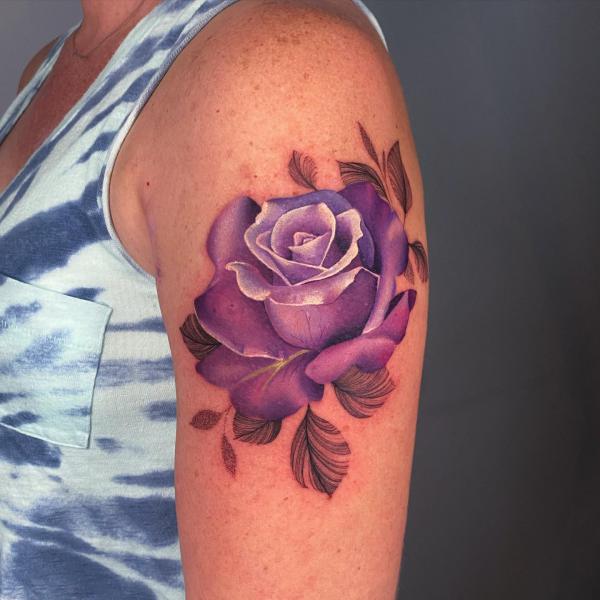 50 Purple Rose Tattoo Designs with Meanings