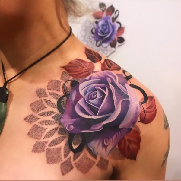 50 Purple Rose Tattoo Designs with Meanings