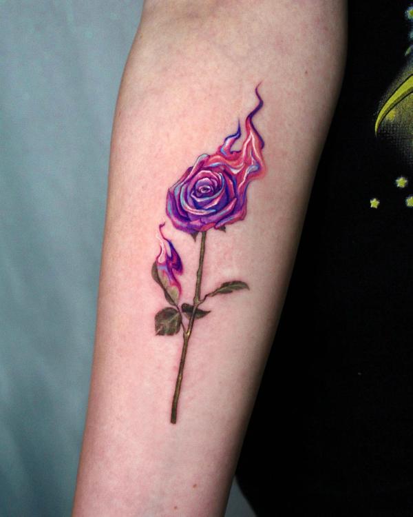 50 Purple Rose Tattoo Designs with Meanings
