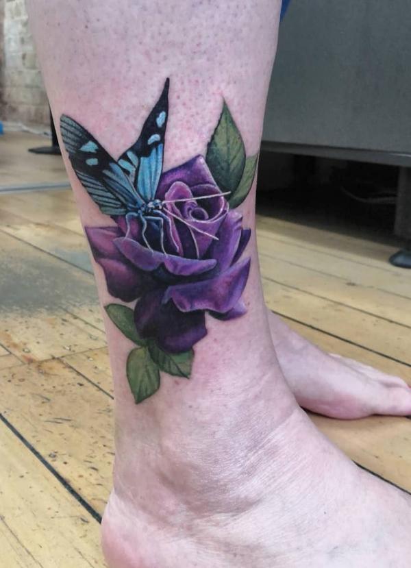 50 Purple Rose Tattoo Designs with Meanings