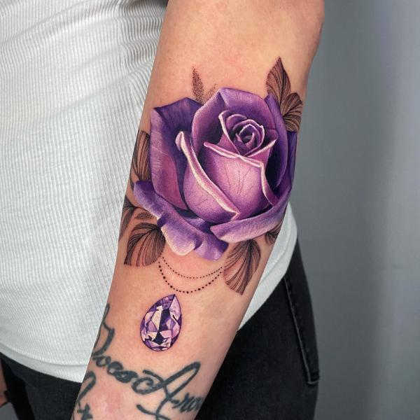 50 Purple Rose Tattoo Designs with Meanings