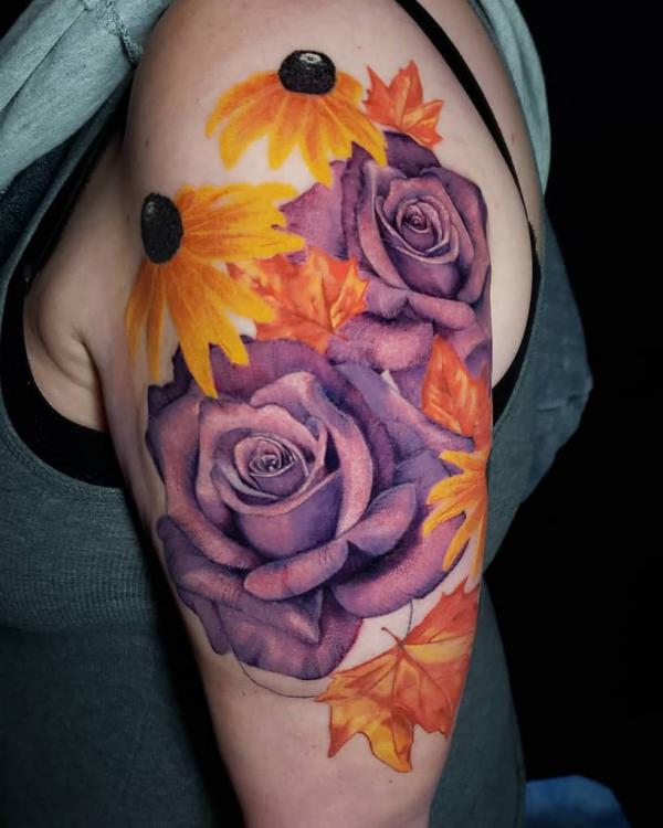 50 Purple Rose Tattoo Designs with Meanings
