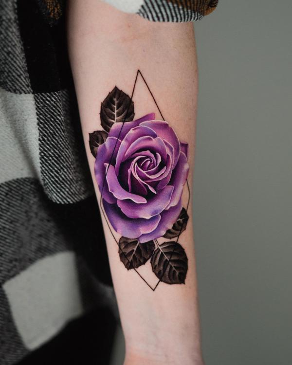 50 Purple Rose Tattoo Designs with Meanings