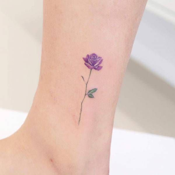 50 Purple Rose Tattoo Designs with Meanings
