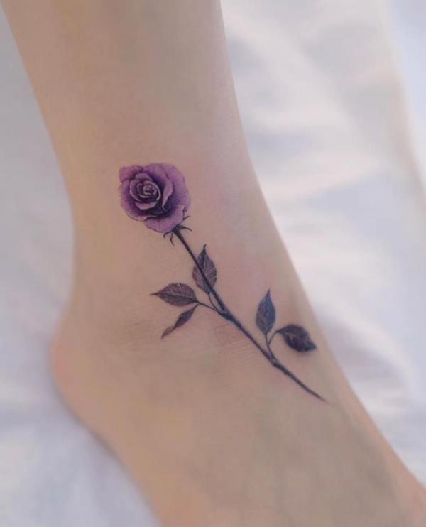 50 Purple Rose Tattoo Designs with Meanings