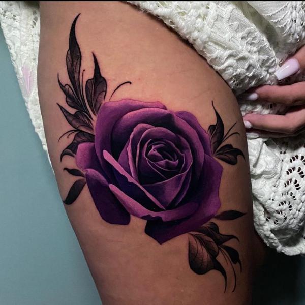 50 Purple Rose Tattoo Designs with Meanings