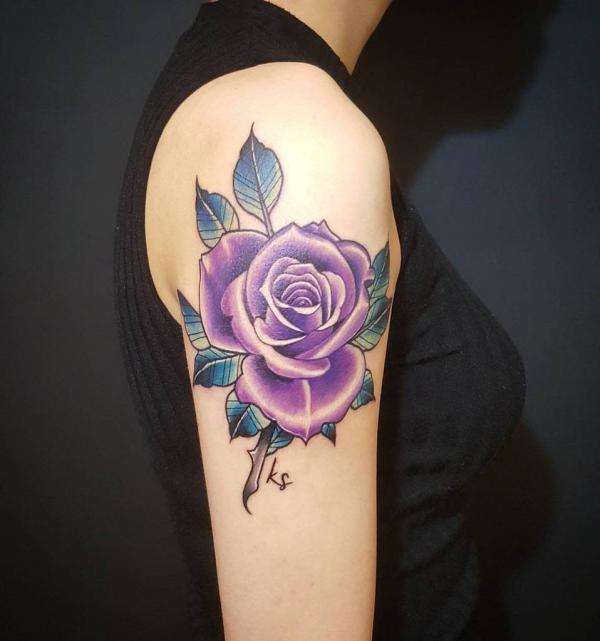 50 Purple Rose Tattoo Designs with Meanings