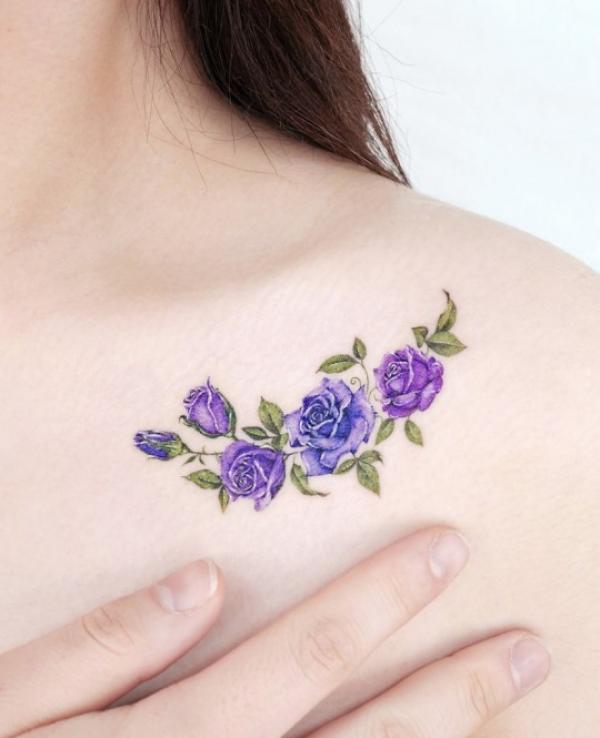 50 Purple Rose Tattoo Designs with Meanings