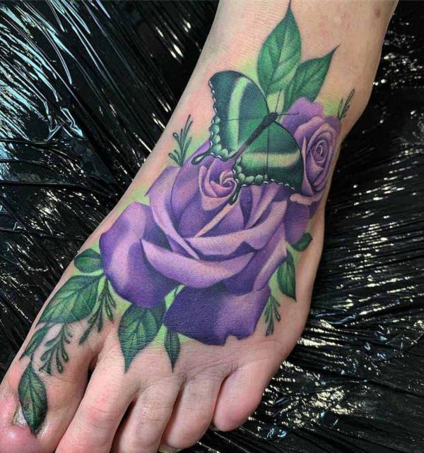 50 Purple Rose Tattoo Designs with Meanings