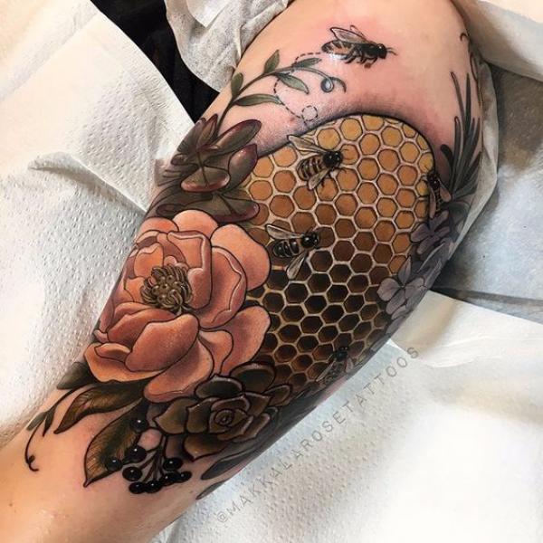 50 Honeycomb tattoo Designs with Meaning