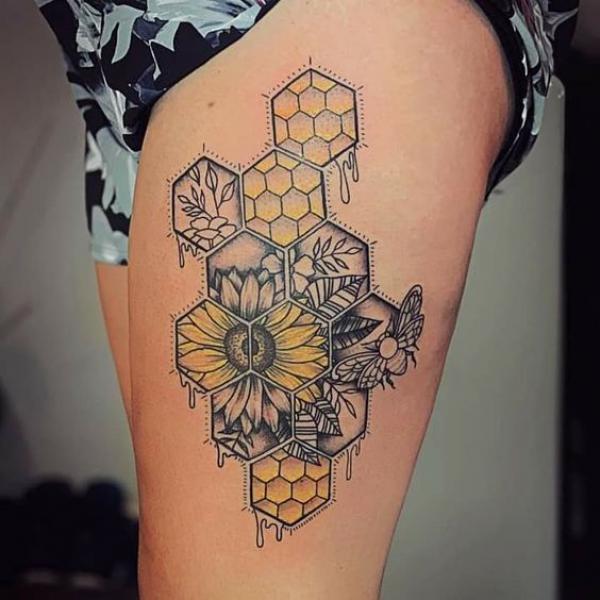 50 Honeycomb tattoo Designs with Meaning