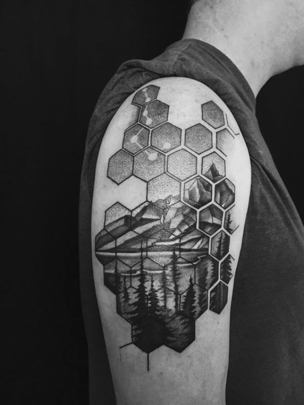 50 Honeycomb tattoo Designs with Meaning