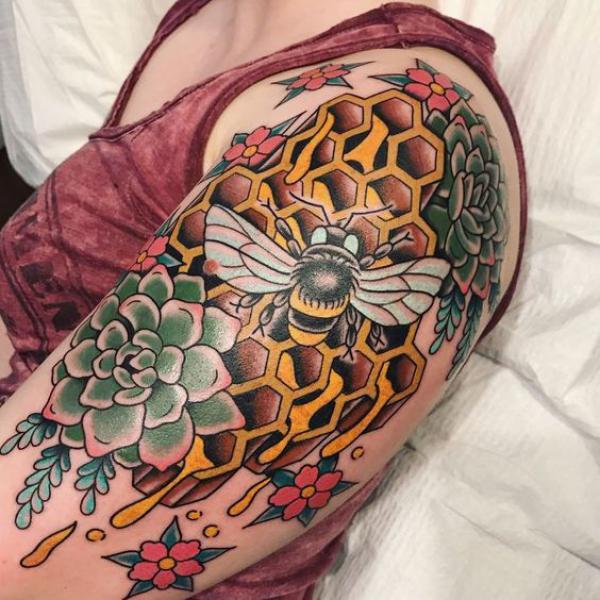 50 Honeycomb tattoo Designs with Meaning