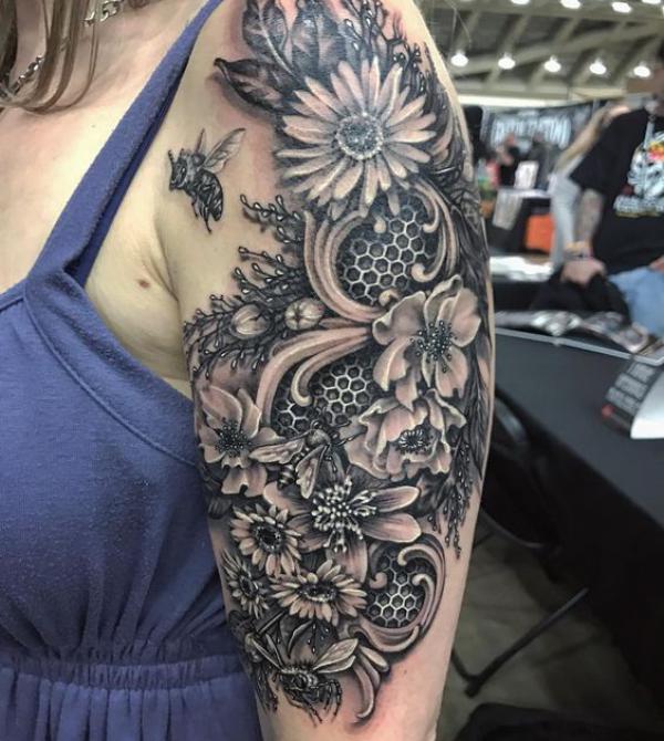50 Honeycomb tattoo Designs with Meaning