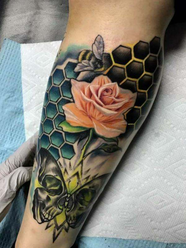50 Honeycomb tattoo Designs with Meaning