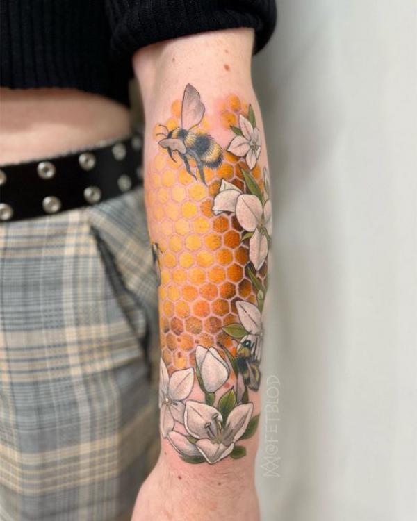 50 Honeycomb tattoo Designs with Meaning