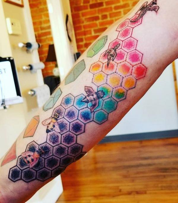 50 Honeycomb tattoo Designs with Meaning