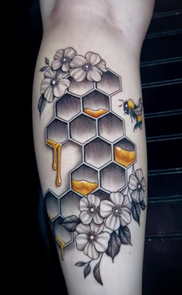 50 Honeycomb tattoo Designs with Meaning