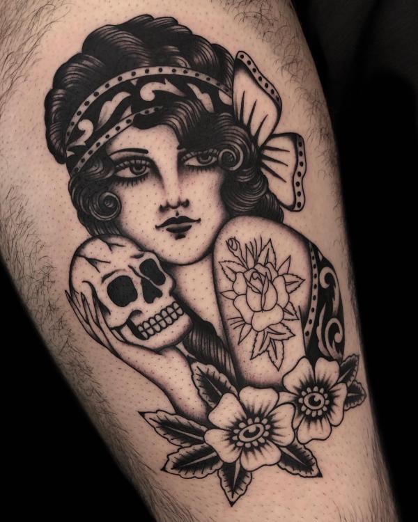 50 Black and White American Traditional Tattoo Designs