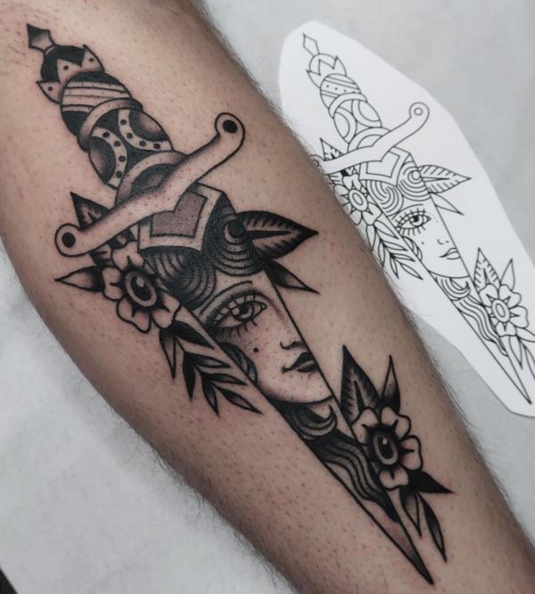 50 Black and White American Traditional Tattoo Designs