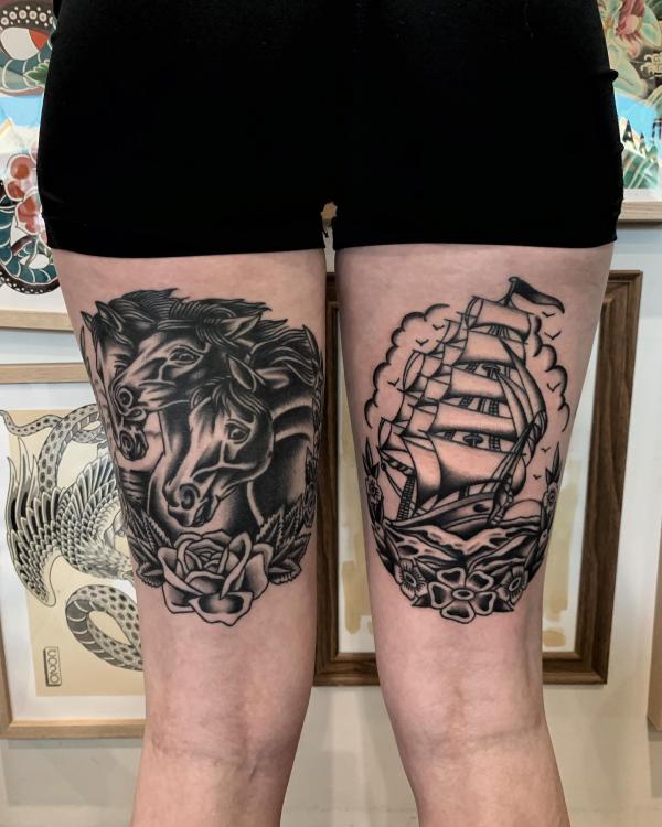50 Black and White American Traditional Tattoo Designs