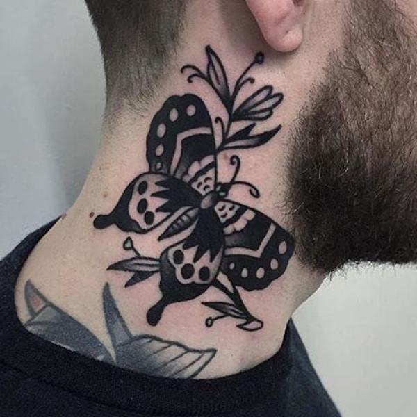 30 Butterfly Neck Tattoo Designs with Meaning
