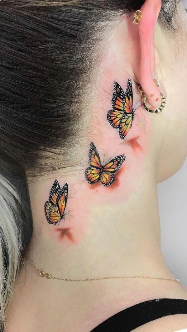 30 Butterfly Neck Tattoo Designs with Meaning