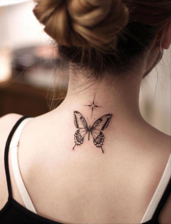 30 Butterfly Neck Tattoo Designs with Meaning