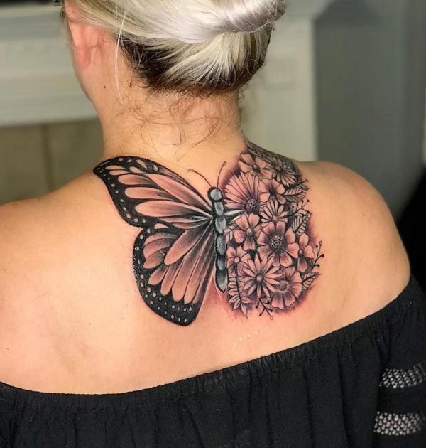 30 Butterfly Neck Tattoo Designs with Meaning