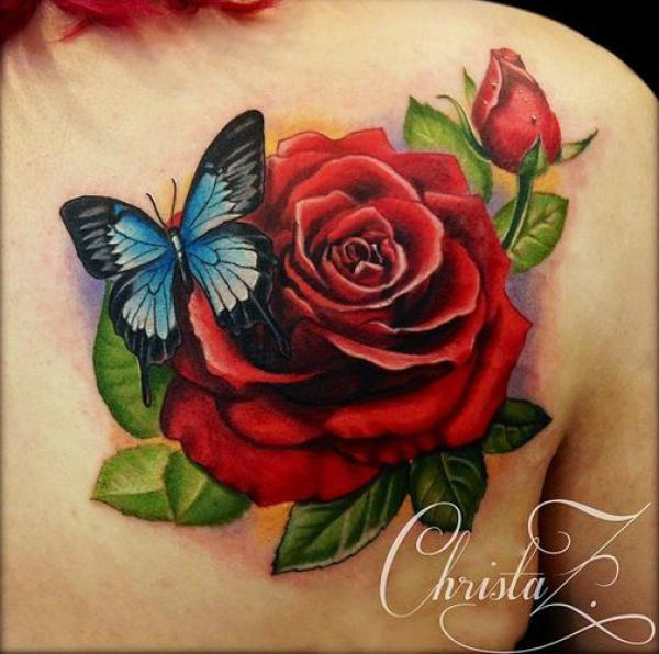 40 Rose and Butterfly Tattoo Designs with Meaning