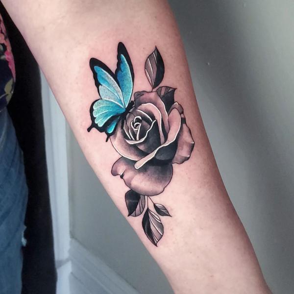 40 Rose and Butterfly Tattoo Designs with Meaning