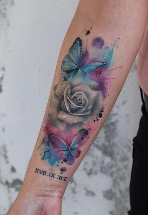 40 Rose and Butterfly Tattoo Designs with Meaning